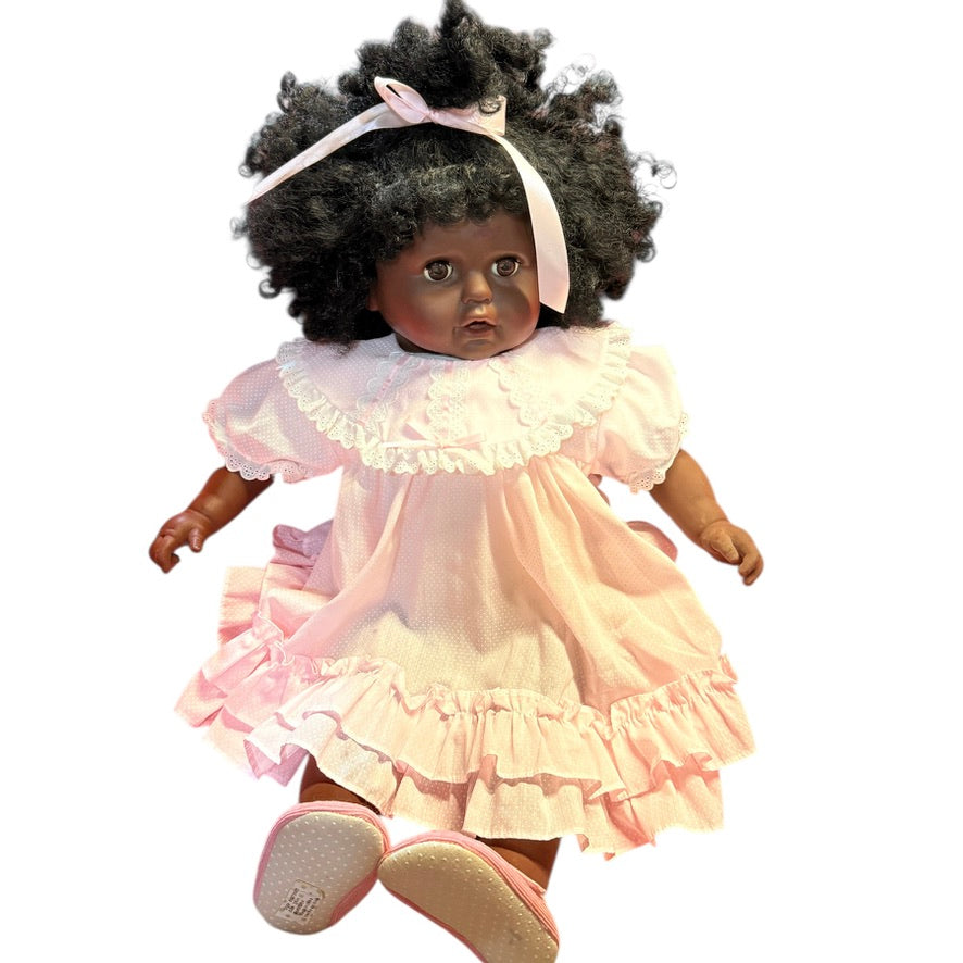 Exquisitely Made Black 24"Toddler Doll, Big Brown Eyes, Ultra Black Curly Hair, Adorable!