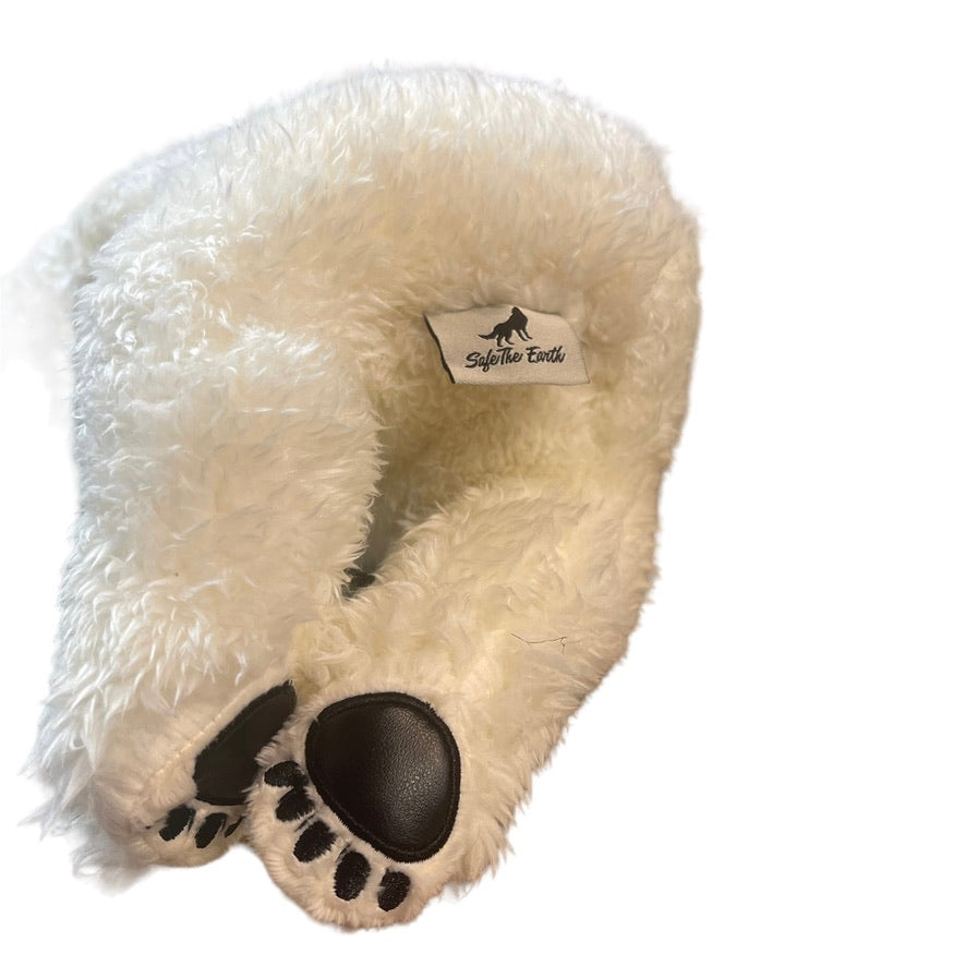 Amazing, Realistic, 'Safe the Earth' White Polar Bear Stuffed Animal Plush  GUC