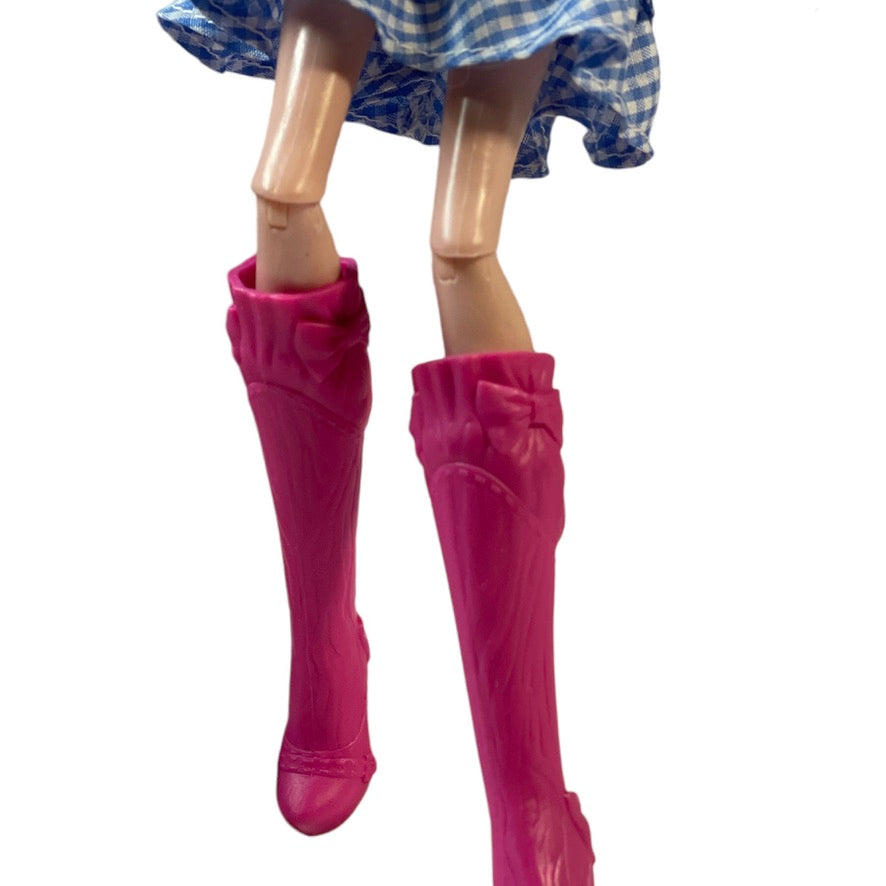 Winx Club Concert Doll Jakks Pacific, Blue Hair, Blue Gingham Dress, Articulated Legs with High Pink Boots in EUC