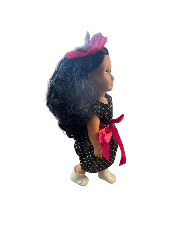 Our Generation Doll by Battat, Beautiful Hispanic/African with Long Luxurious Hair Polka Dot Dress and Shiny Boots