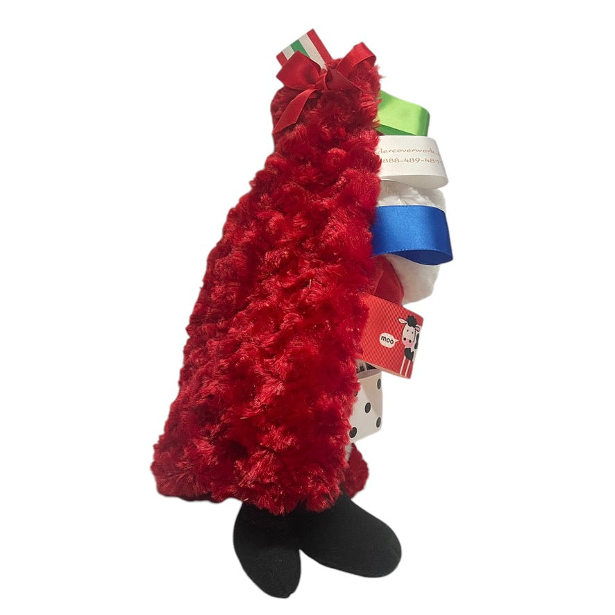 Santa Lovey Stuffed Toy & Handmade  Minky Ribbon Tag Blanket for Sleep/ Security & Sensory Play