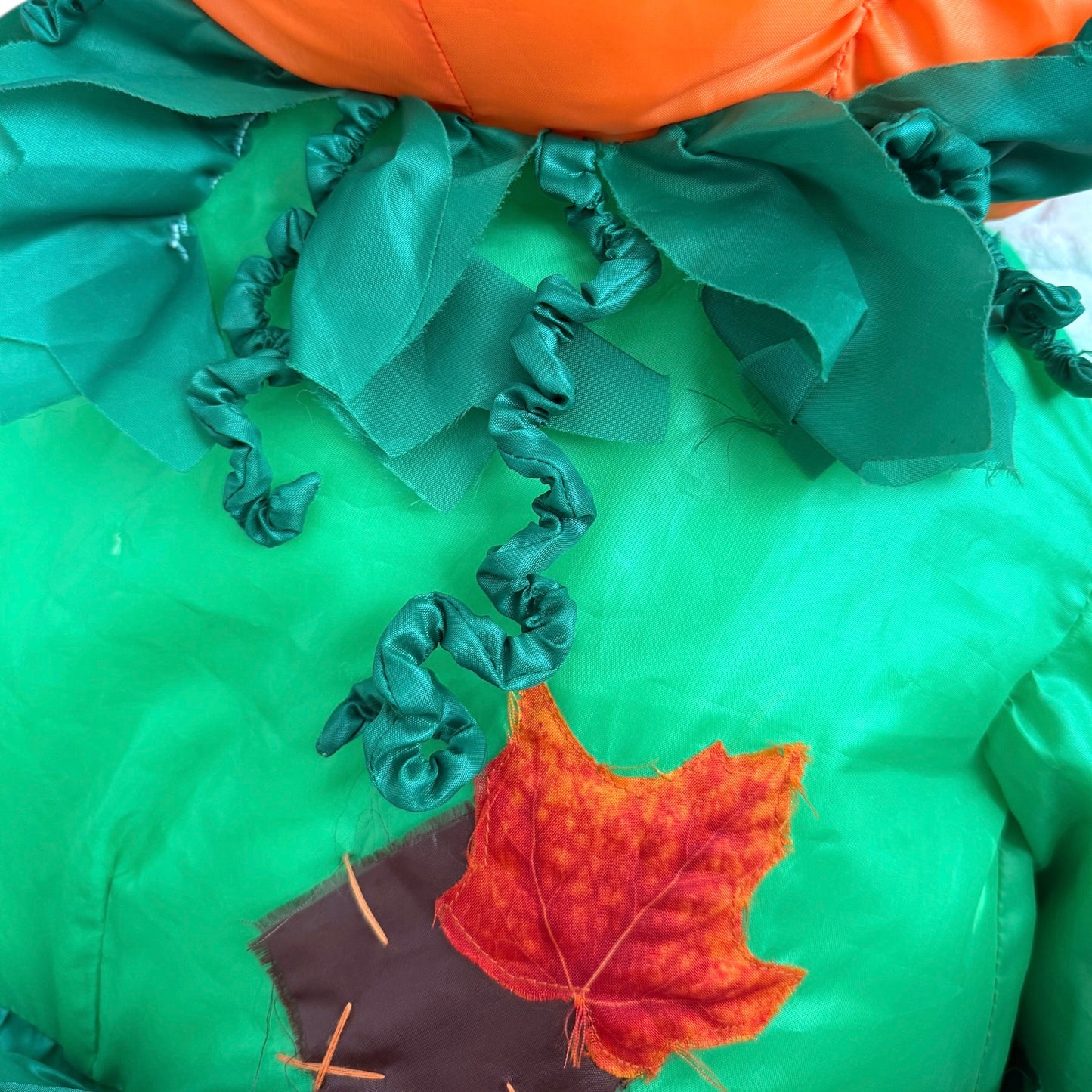 Over Stuffed Nylon Child Sized Figure, Classic Jack-o-Lantern Head &  Green & Orange Body
