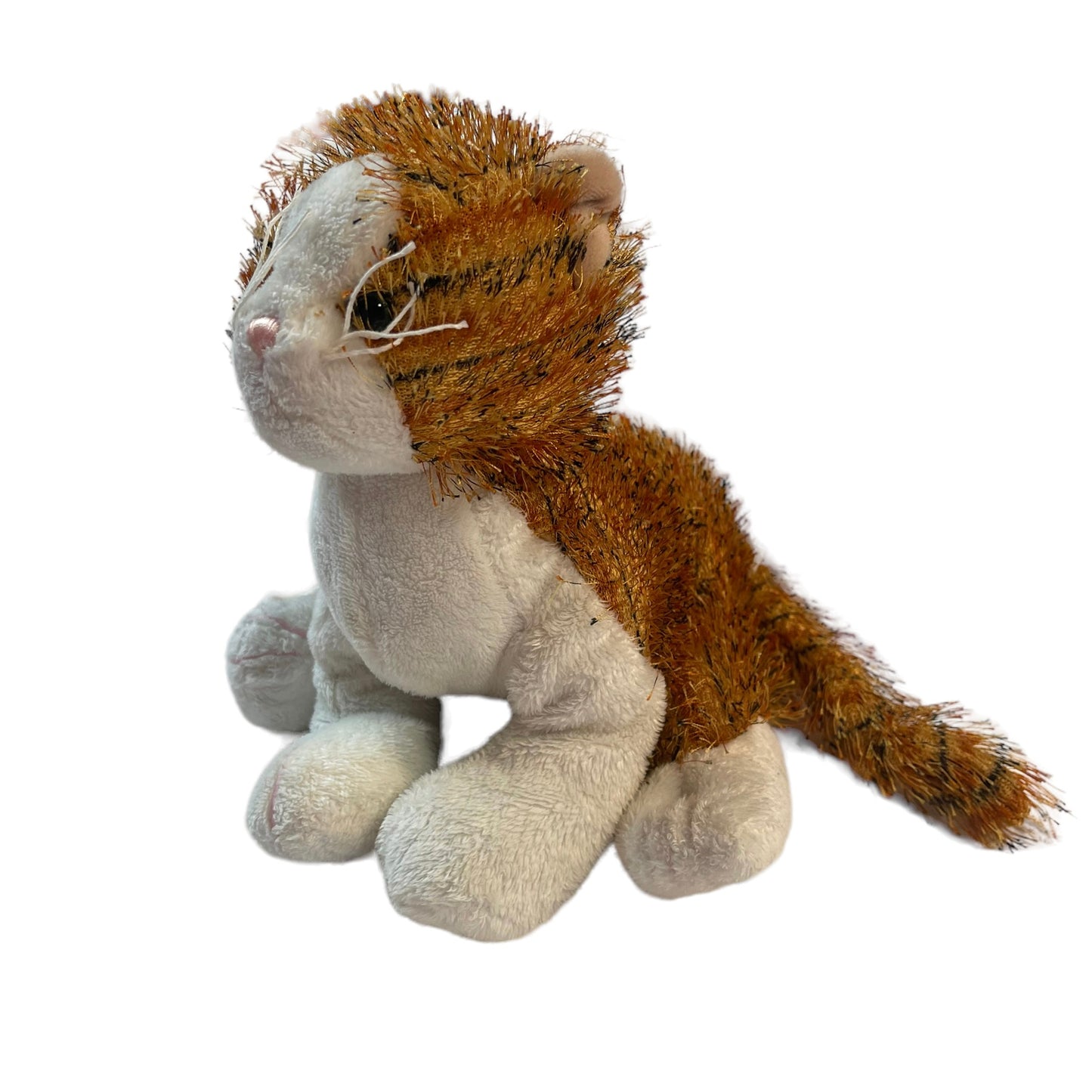 Webkinz Striped Alley Cat Plush, Long Hair, Orange & Black Plush with White, Rainbow W, No Code