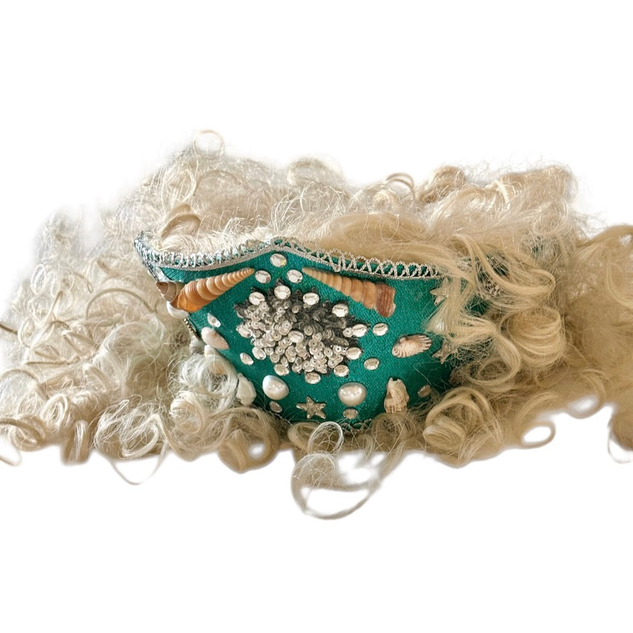 Mermaid Wig, Long Luxurious Platinum Curls & Jewelled , Embellished Headpiece  in GUC