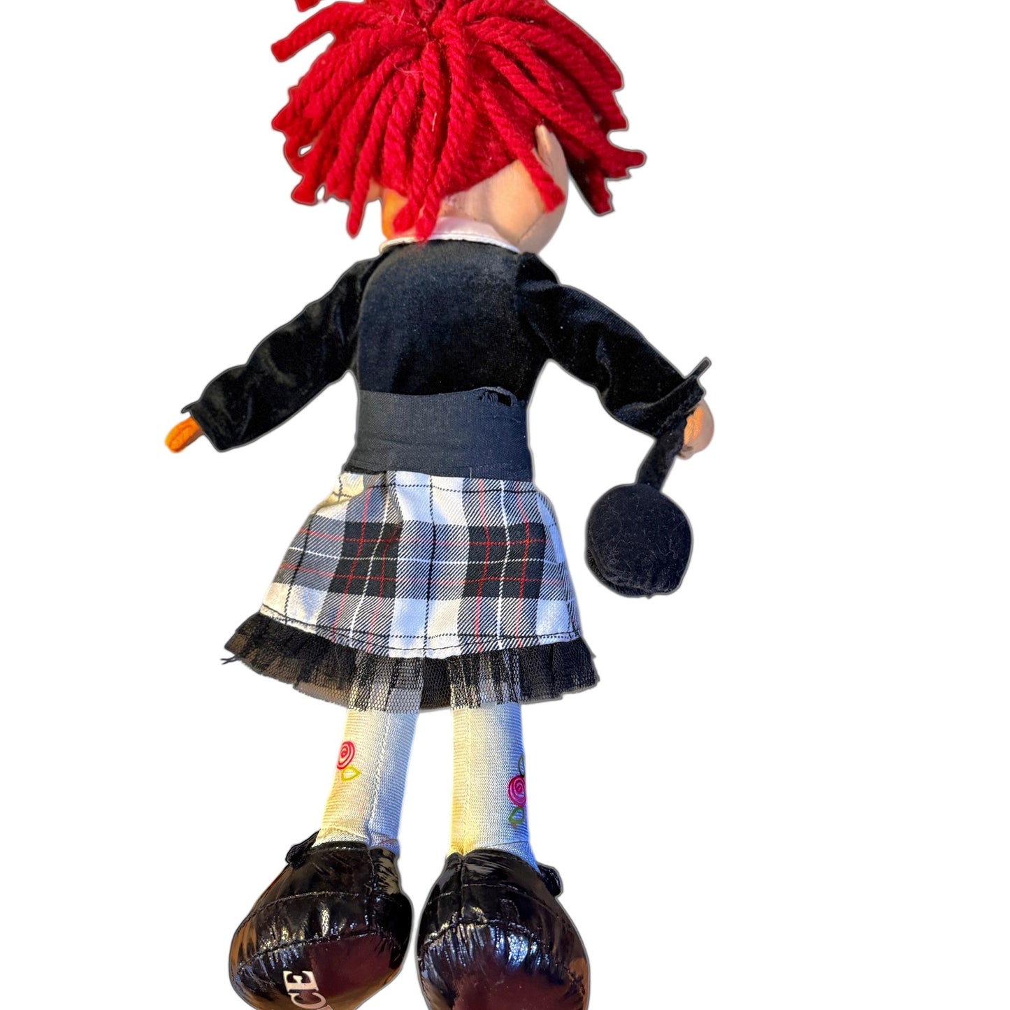 Children's Place 13" Plush Fashion Doll, Red Yarn Hair, Tartan Skirt, Shiny Shoes and Purse! GUC