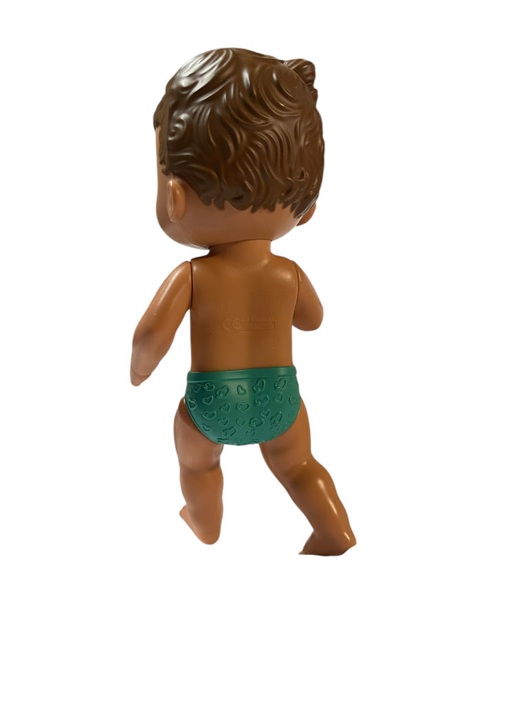 Baby Alive 12" Vinyl Doll, Aqua Panties, Tawny Skin, Green Eyes & Chocolate Brown Hair