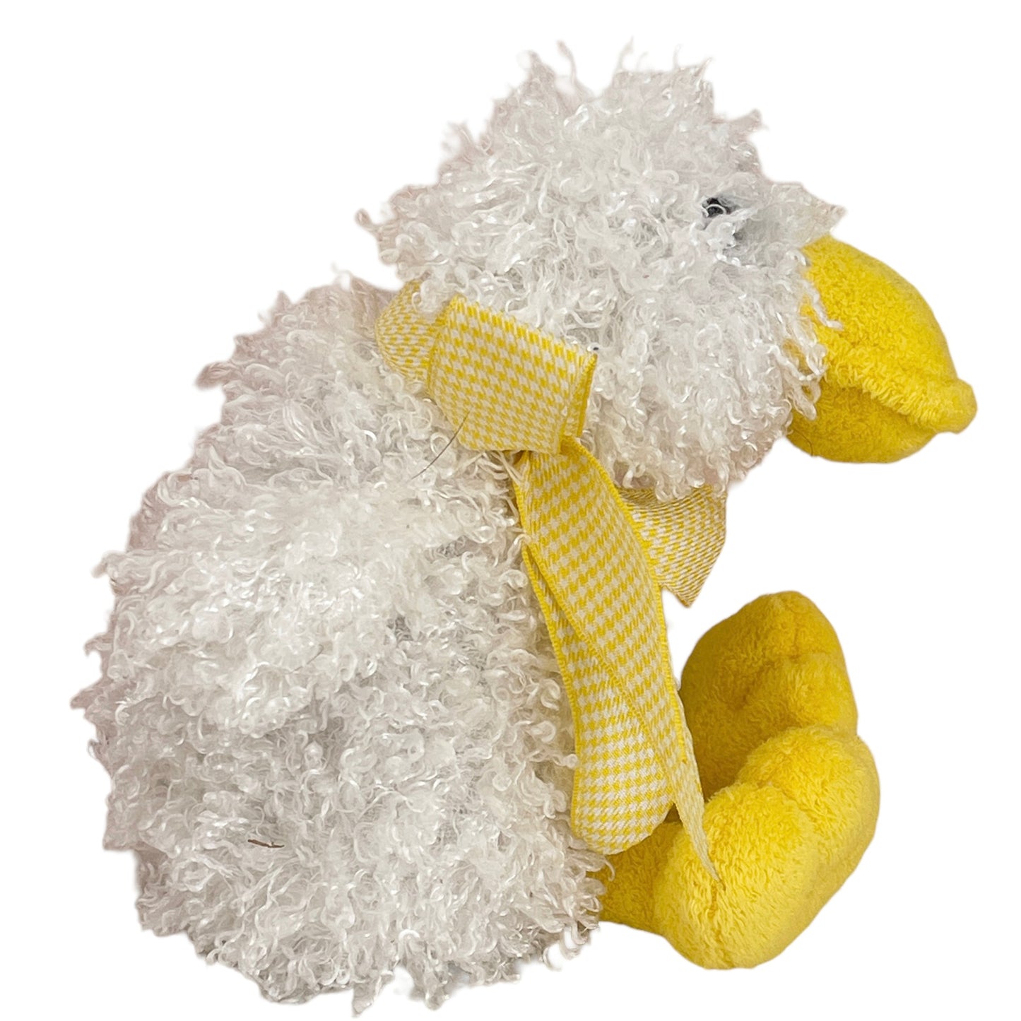 Animal Adventures White & Yellow Duck Plush 8", Big Gingham Bow GUC