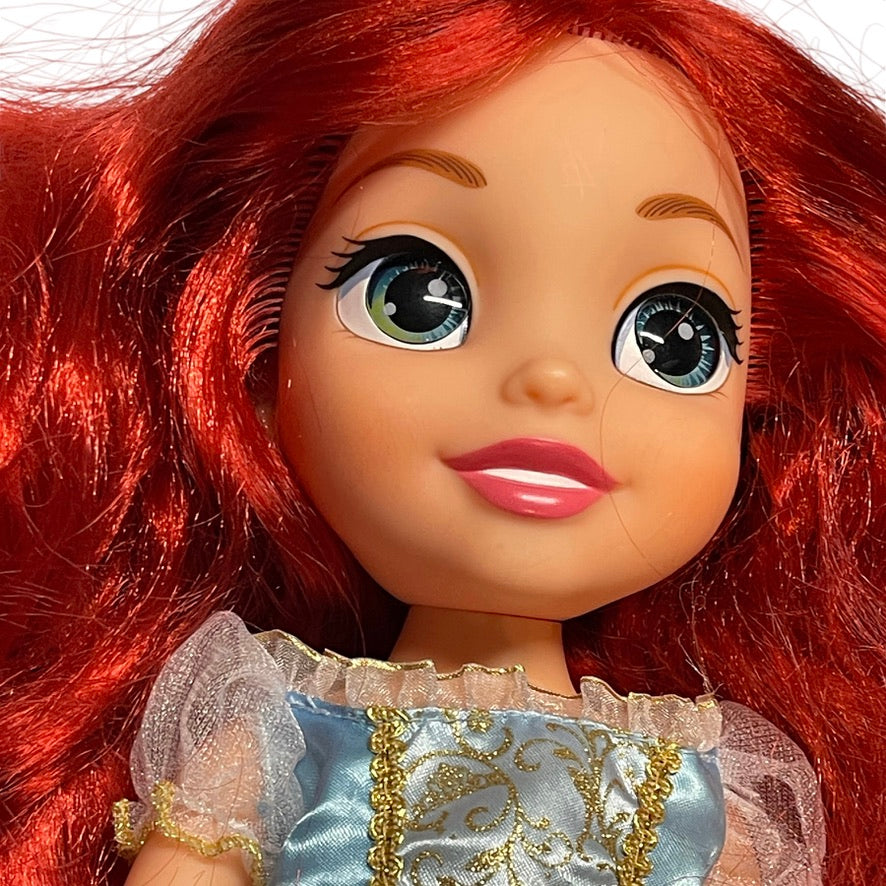 Disney Jakks Pacific Princess Ariel Toddler Doll with Luxurious Red Hair, Tiara, Blue & Gold Dress