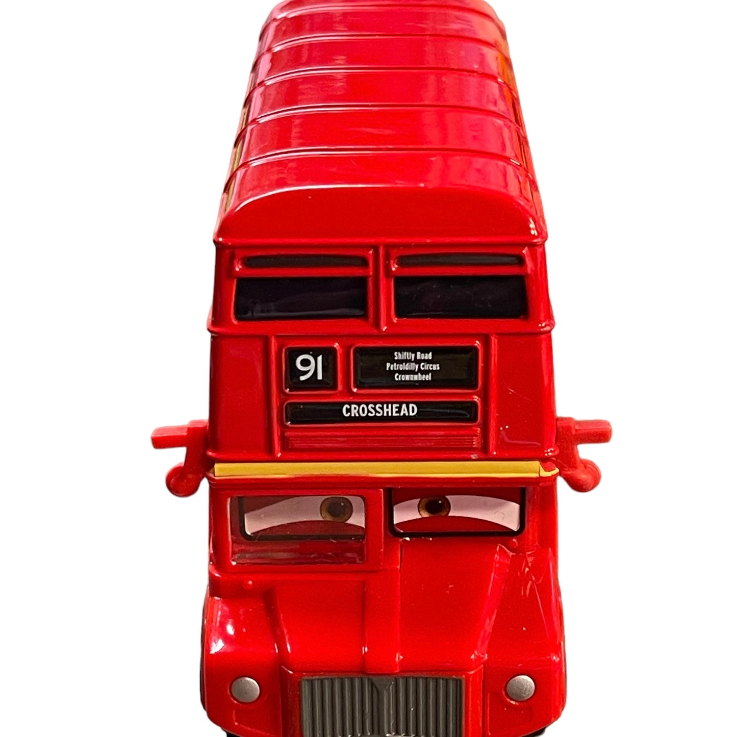 Red Disney Pixar Cars Double Decker Bus #91 Crosshead Touring Tyres