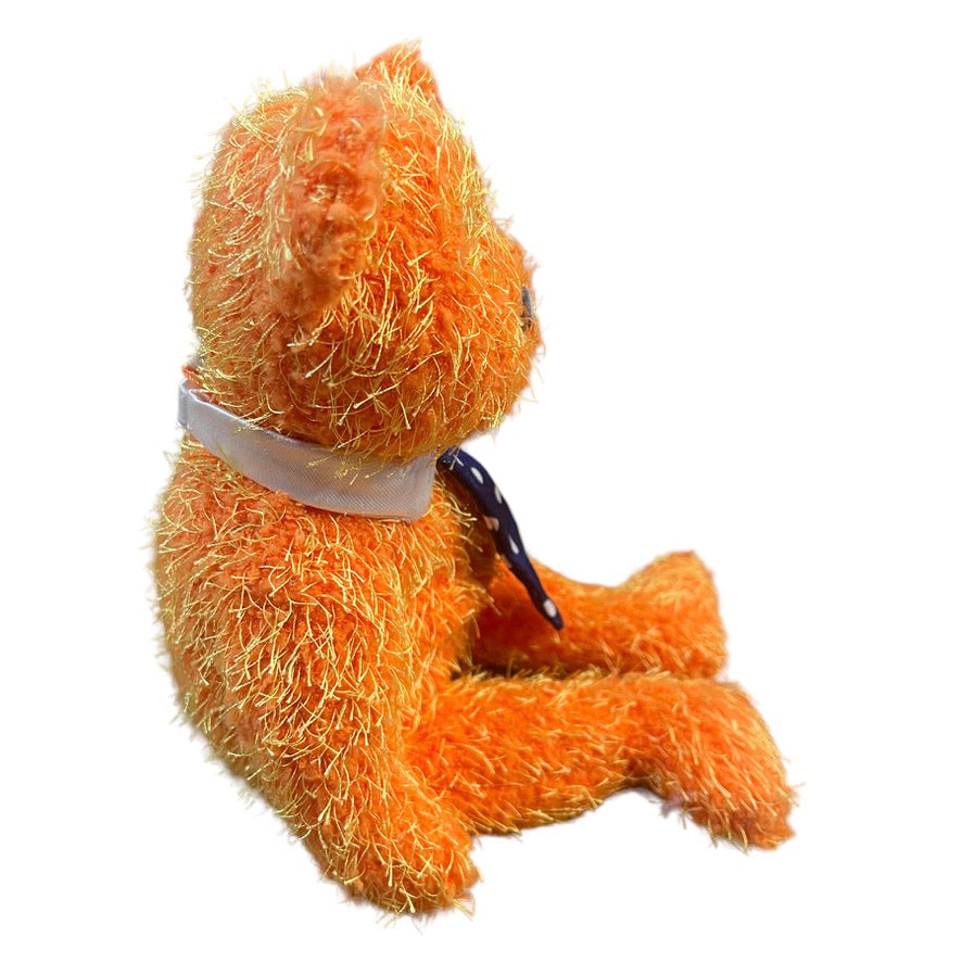 Ty, 'Pappa', Retired Orange Frosted Beanie Baby, White Collar Long Polka Dot Tie