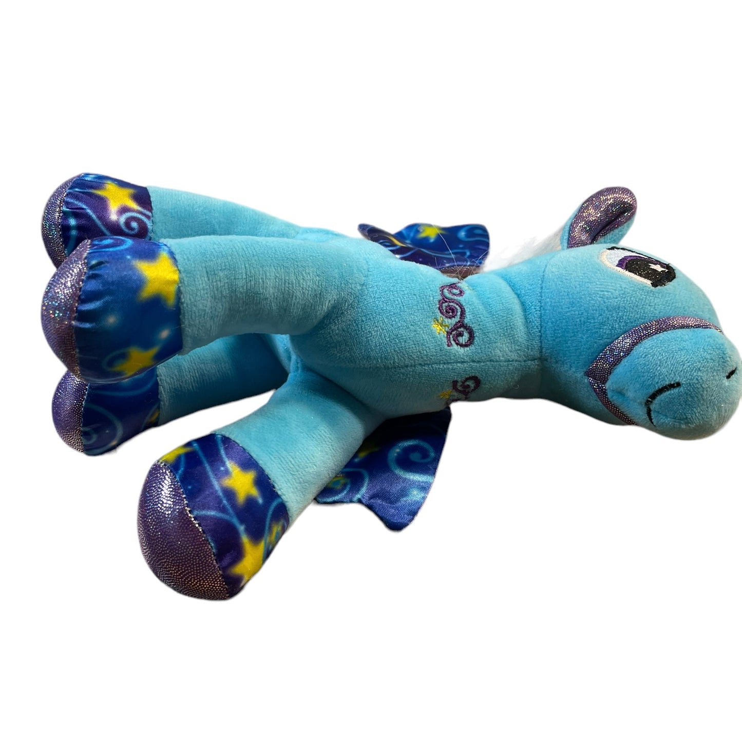 Blue Magical Unicorn Pony Plush Toy Swirly Star Wings Purple/Blue Sprinkles