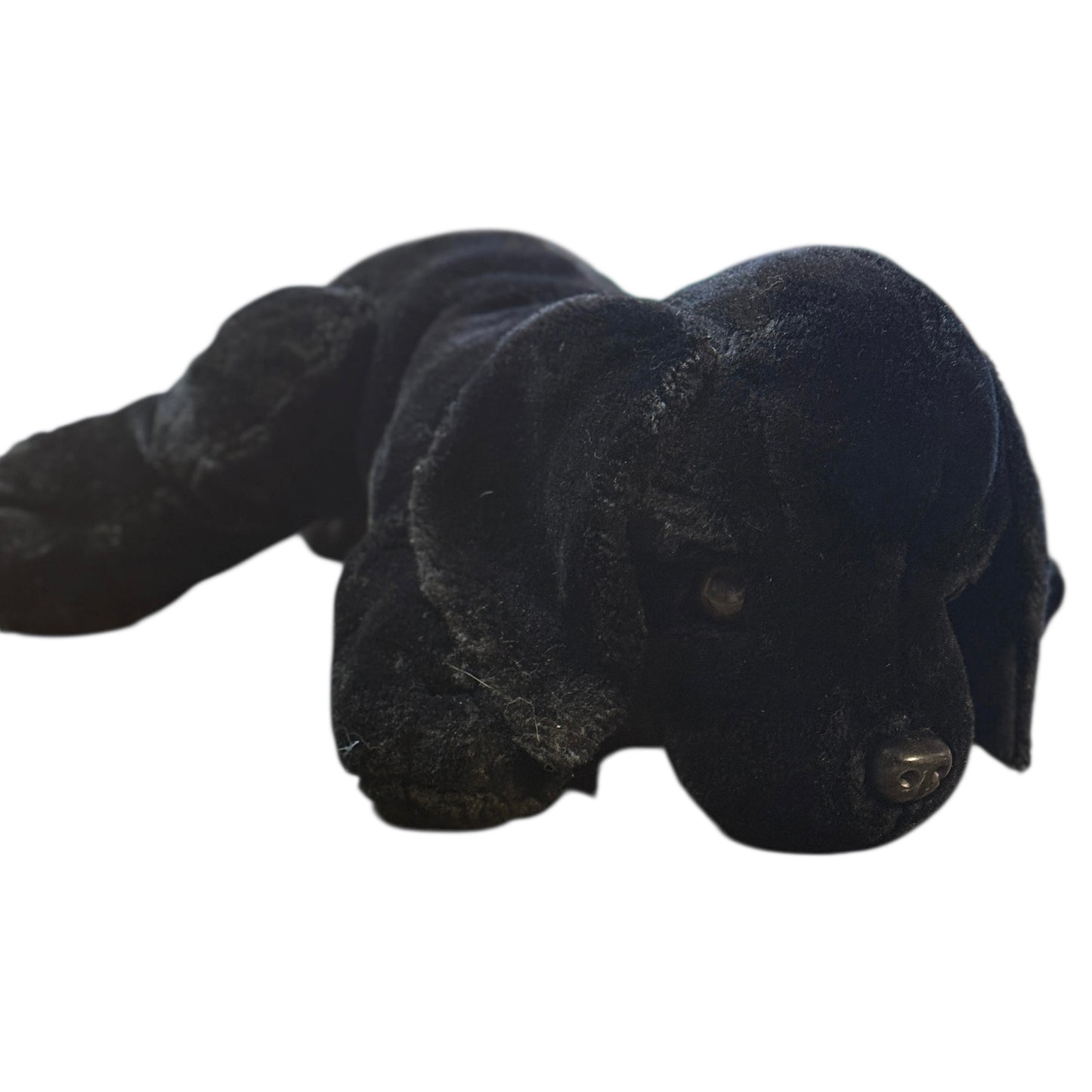 22" Labrador Retriever Plush Stuffed Animal Toy, Sleek Black Coat, Shiny Glass Eyes, EUC