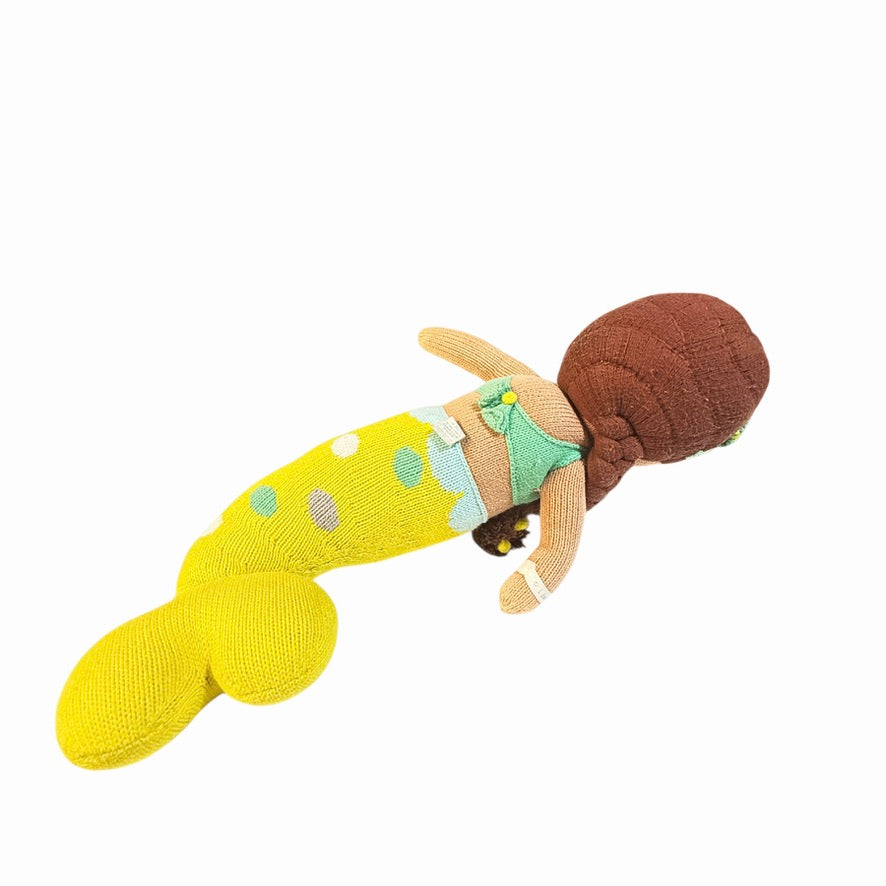Cuddle & Kind  Preowned 24" Latino Mermaid, Polka Dots, Turtle Headband  Handmade in Peru