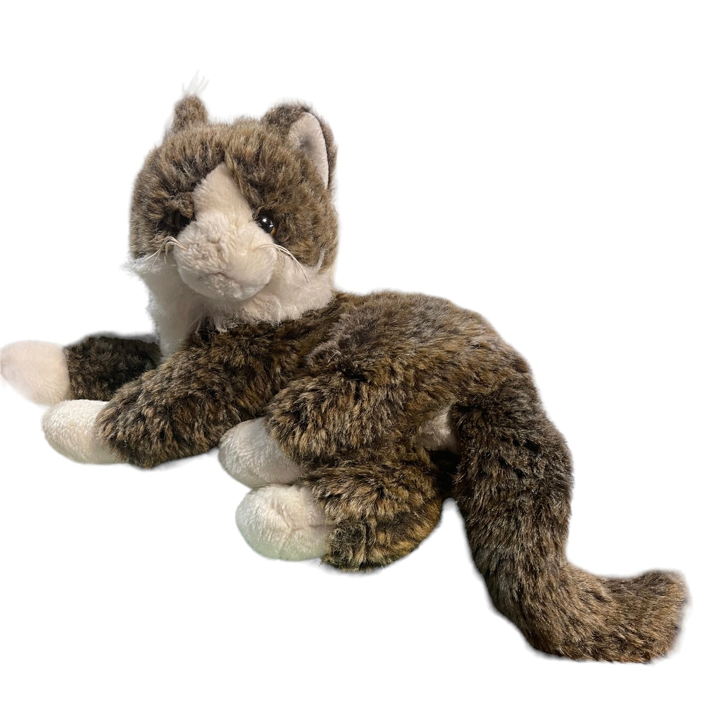 Vintage TY Classic Brindle Tabby Cat Plush Stuffed Kitten 14" O'Malley Realistic Toy Cat from 2002 EUC