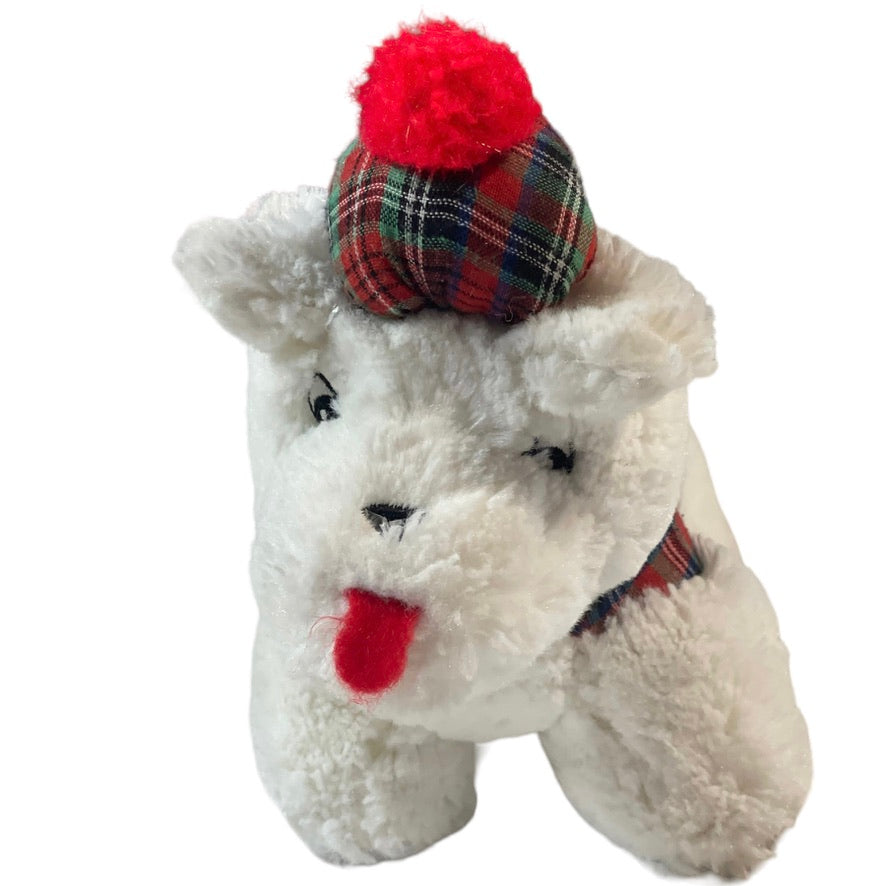 Westie/Scottie Sweet Vintage Preowned White 7"with Tartan Vest & Tam