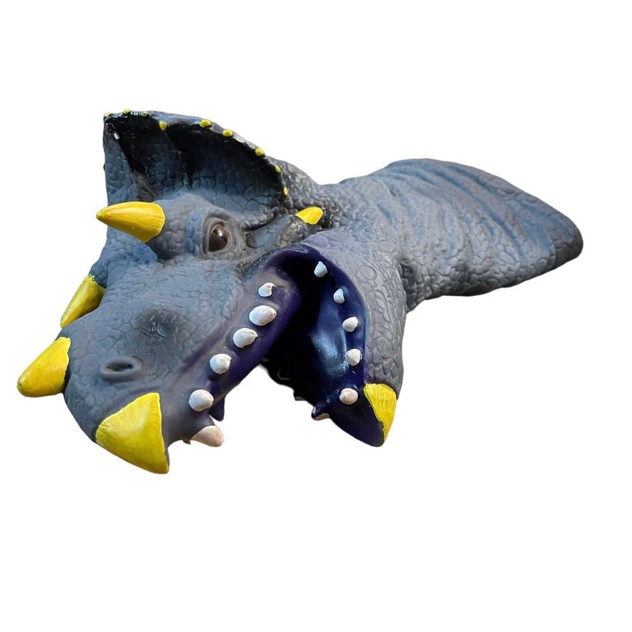 Soft Vinyl (Realistic?) Dinosaur Triceratops Mid Arm Hand Puppet in Great Preowned Condition