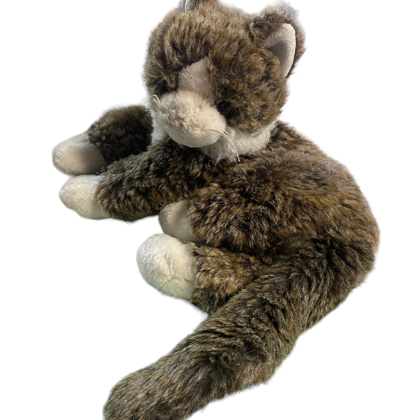 Vintage TY Classic Brindle Tabby Cat Plush Stuffed Kitten 14" O'Malley Realistic Toy Cat from 2002 EUC