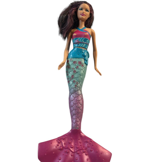 Barbie Dreamtopia Mermaid Doll 13" Aqua & Pink with Pink Streaked Hair Some Paint Wear