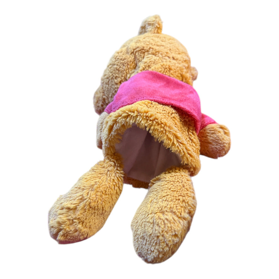 Vintage Winnie the Pooh Hand Puppet/Lovey 13" Yellow Plush & Classic Red Tummy Shirt