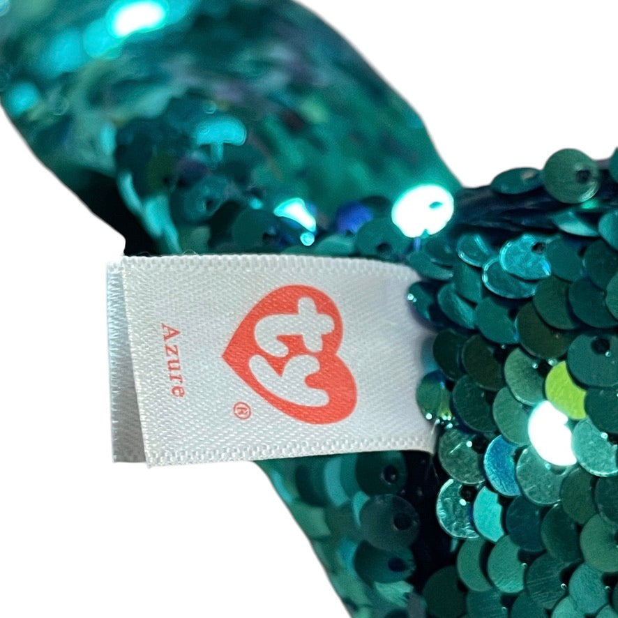 Azure Ty Mermaid Doll Iridescent Green & Purple Sequins, Long Green, Sparkly Hair  with Tag