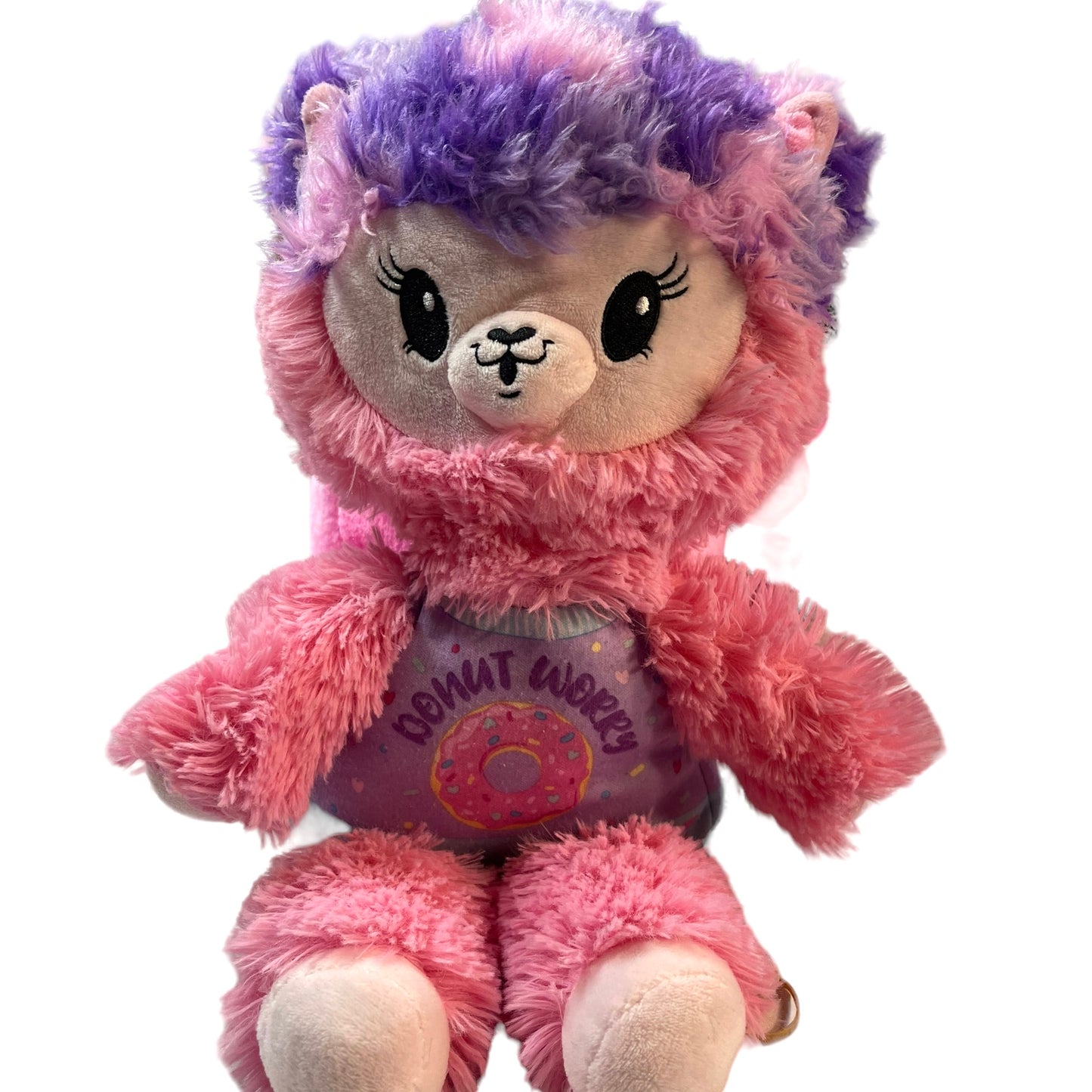 Pikmi Pops Pyjama Llama 15"  'Donut Worry' Plush Pink/Purple Embroidered Face GUC