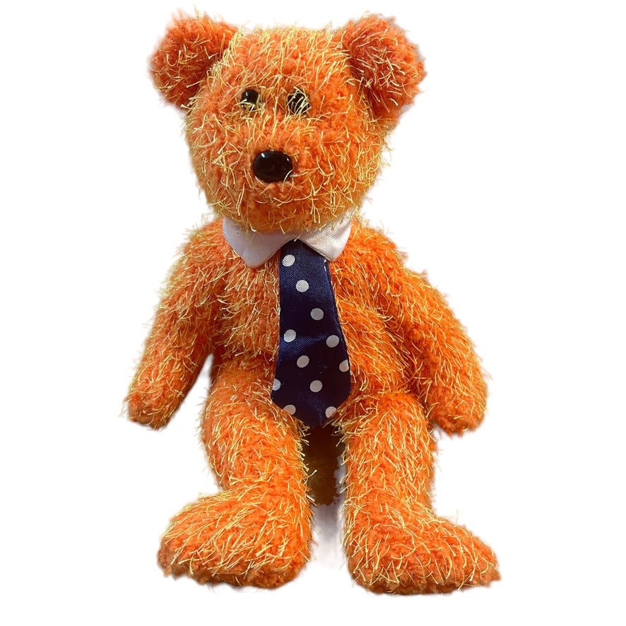 Ty, 'Pappa', Retired Orange Frosted Beanie Baby, White Collar Long Polka Dot Tie