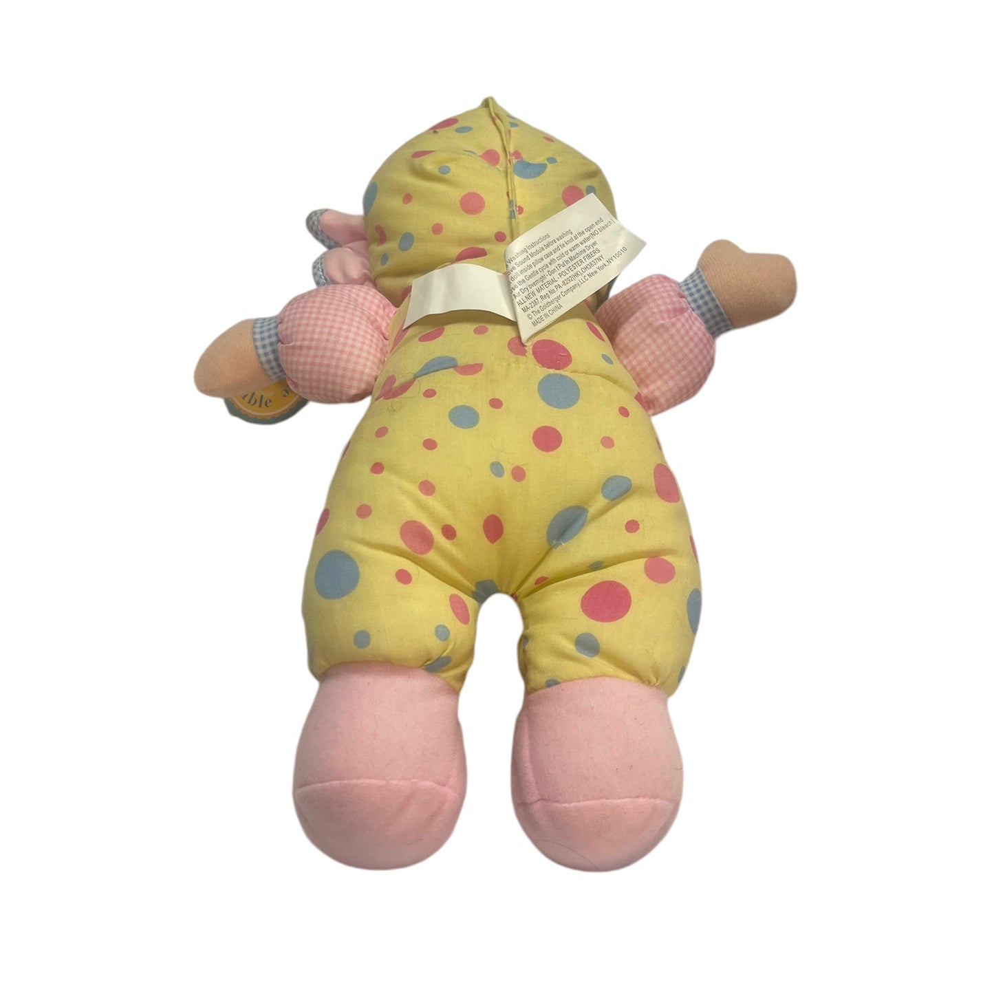 Goldberger Baby's First Kisses Plush & Vinyl Baby Doll  Soft Pastel Polka Dot & Gingham- Working!