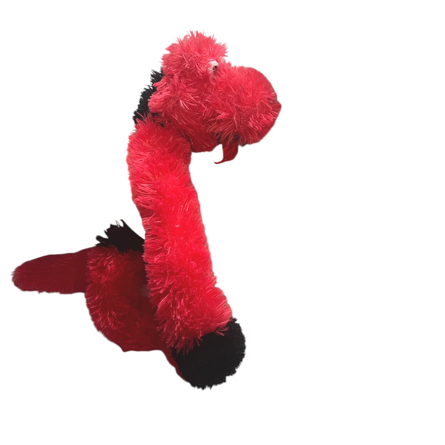 Fuzzy Red & Black 38' Snake by Specialty Toys, with  Big Googly Eyes & a Red Forked Tongue!