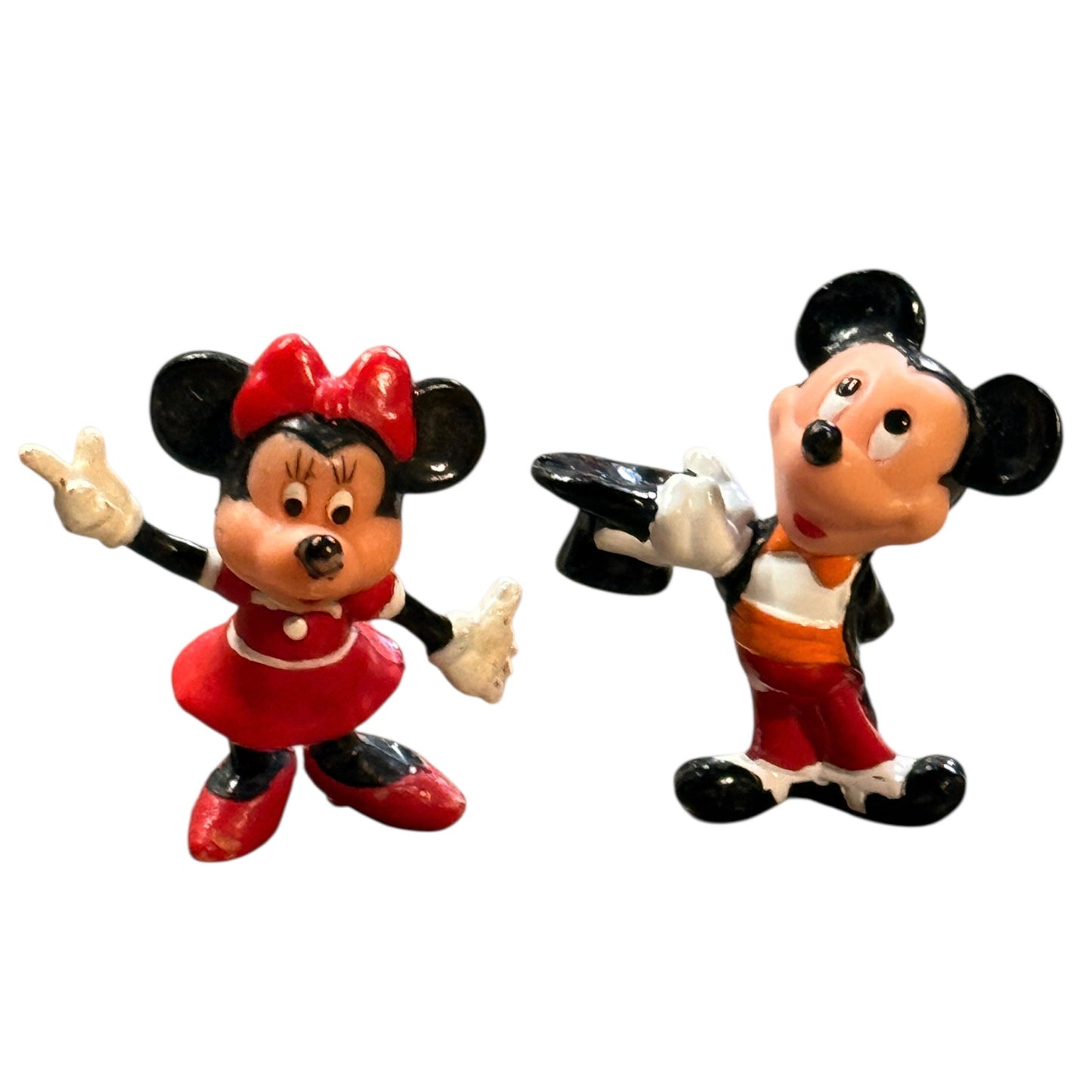 Vintage Disney Mickey & Minnie Action Figures PVC Toys or Cake Topper Miniatures in GUC