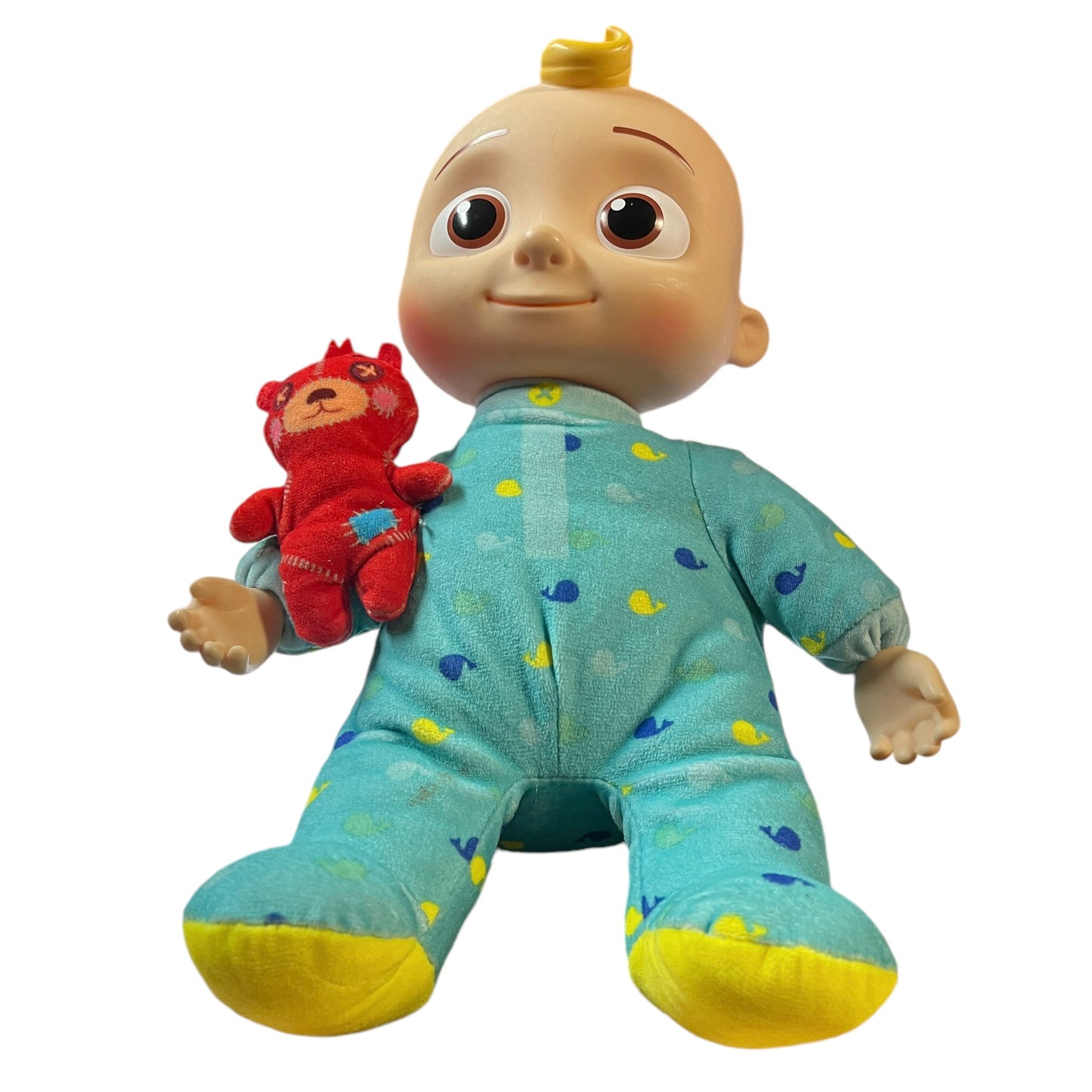 Cocomelon Bedtime Musical JJ Doll with Teddy Bear Plush, Singing, Talking, in GPC- Working