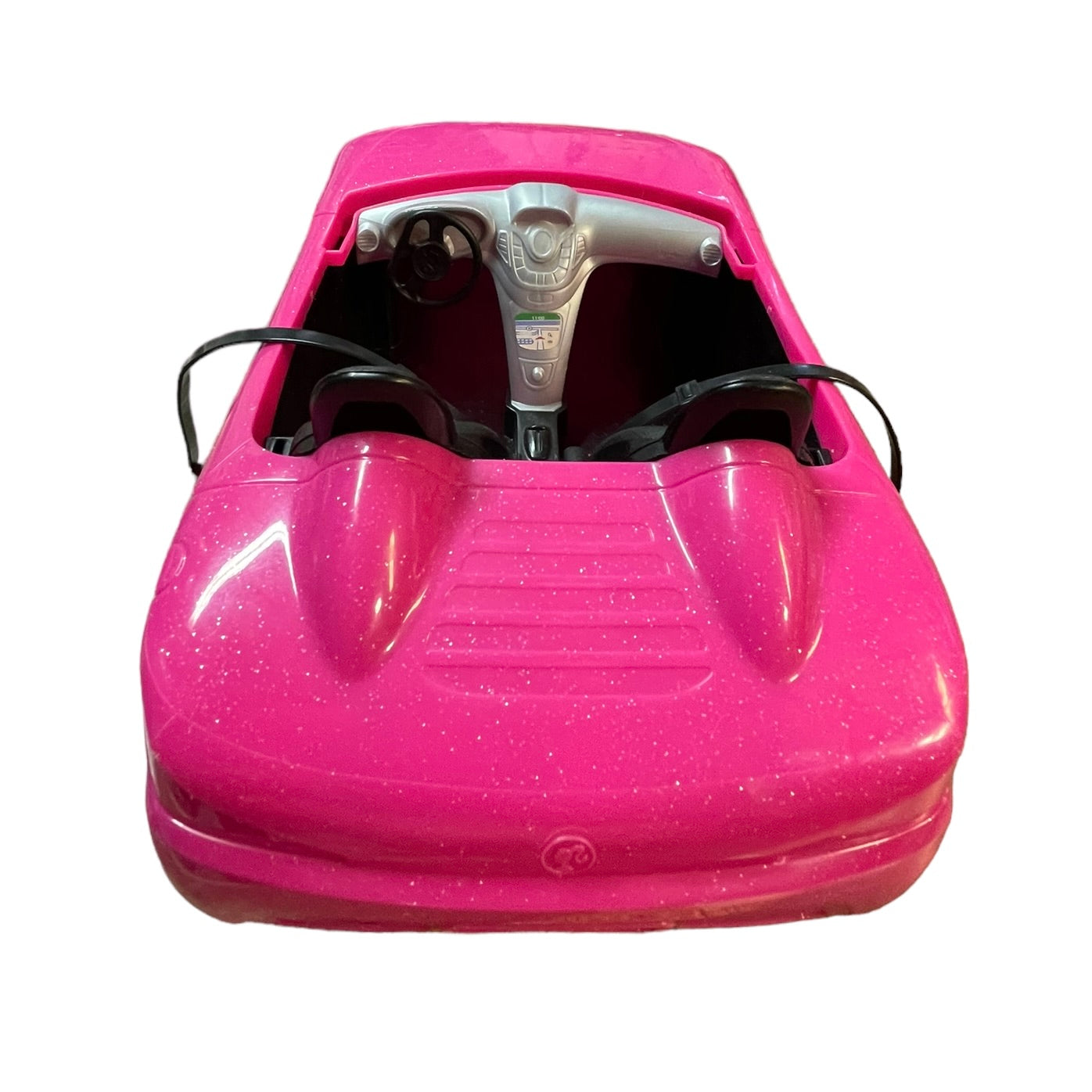 Sparkly Pink Barbie Car with Pink & Black Seats Complete with Belts in GUC