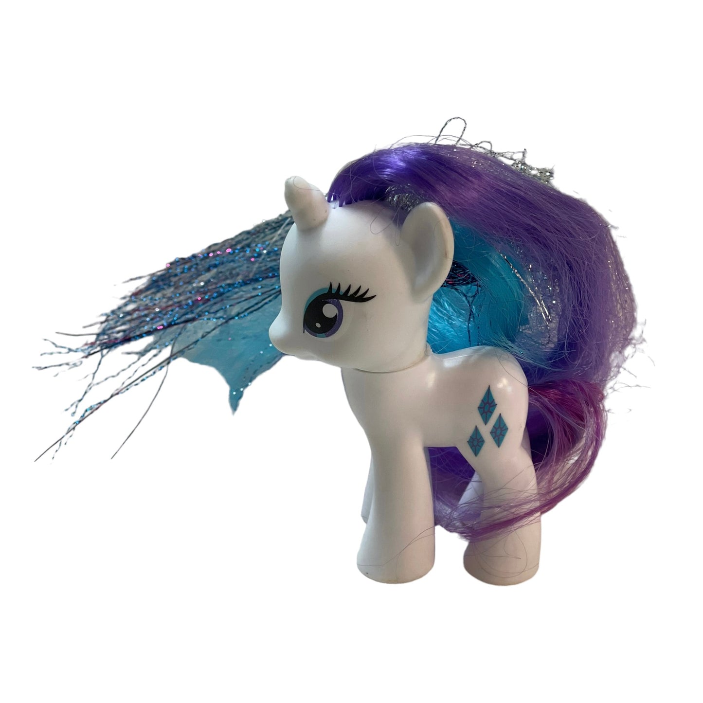 Sparkly My Little Pony 2010 Lot of 2,  Rainbow Dash & Rarity with Tensile Hair