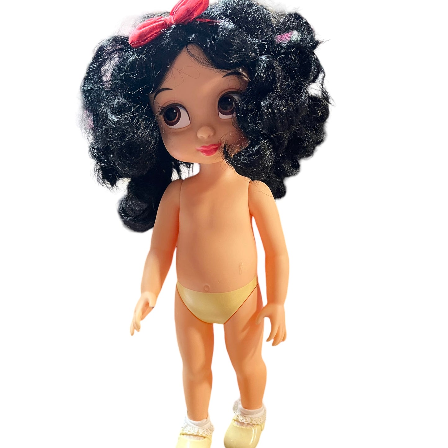 Disney Snow White 15" Animator Princess Toddler Doll, Huge Brown Eyes, Black Hair & Print Dress