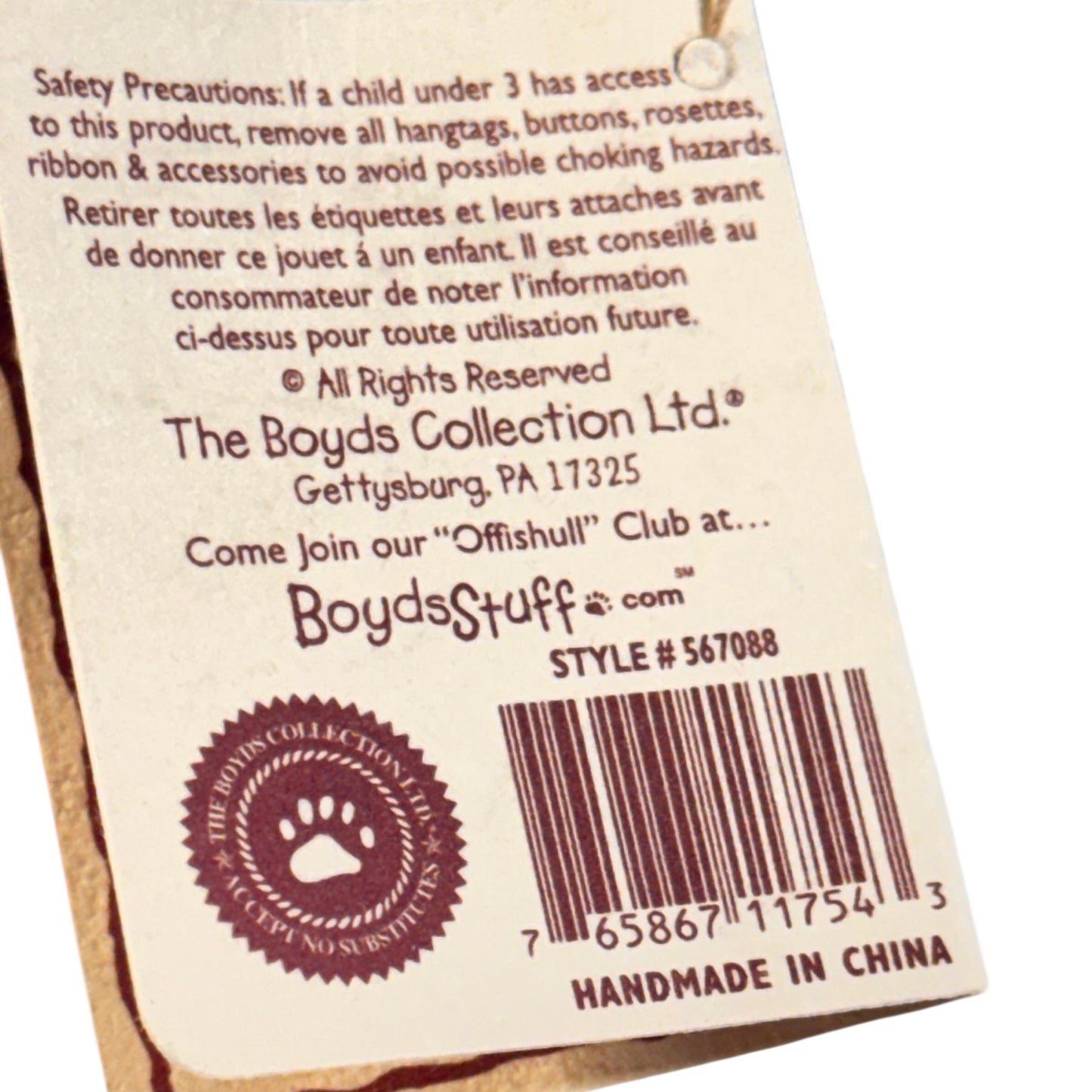 Boyd's Bears "Thanks, Thinking of Ya" Series 4 Articulated 4" Teddy Bear, with Tags in VGUC