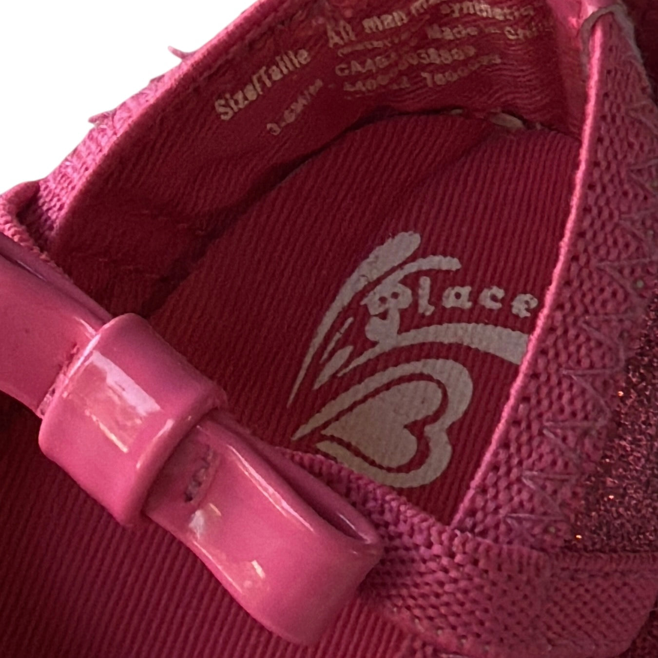 Children's Place Pink Sparkly Mary Jane Shoes, Pink Patent Bows & Toes, Size 3-6 m in VGUC