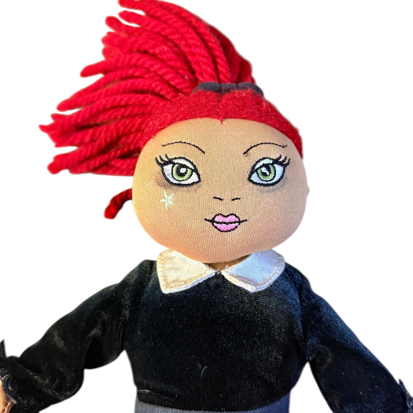 Children's Place 13" Plush Fashion Doll, Red Yarn Hair, Tartan Skirt, Shiny Shoes and Purse! GUC