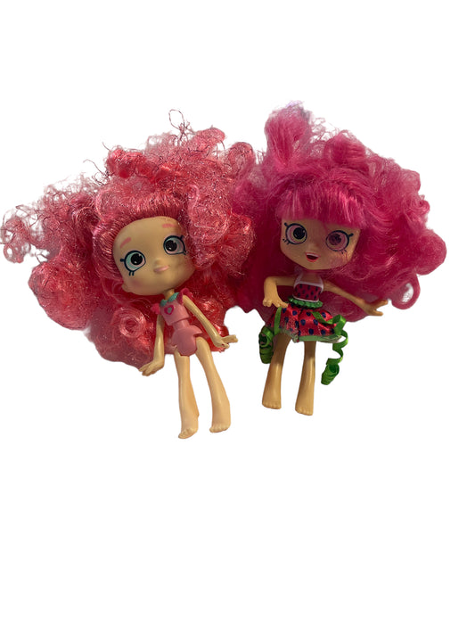 Shopkin's Pair of Sweet Dollies including Pippa Melon  and her friend Bright Pink Hair in GUC