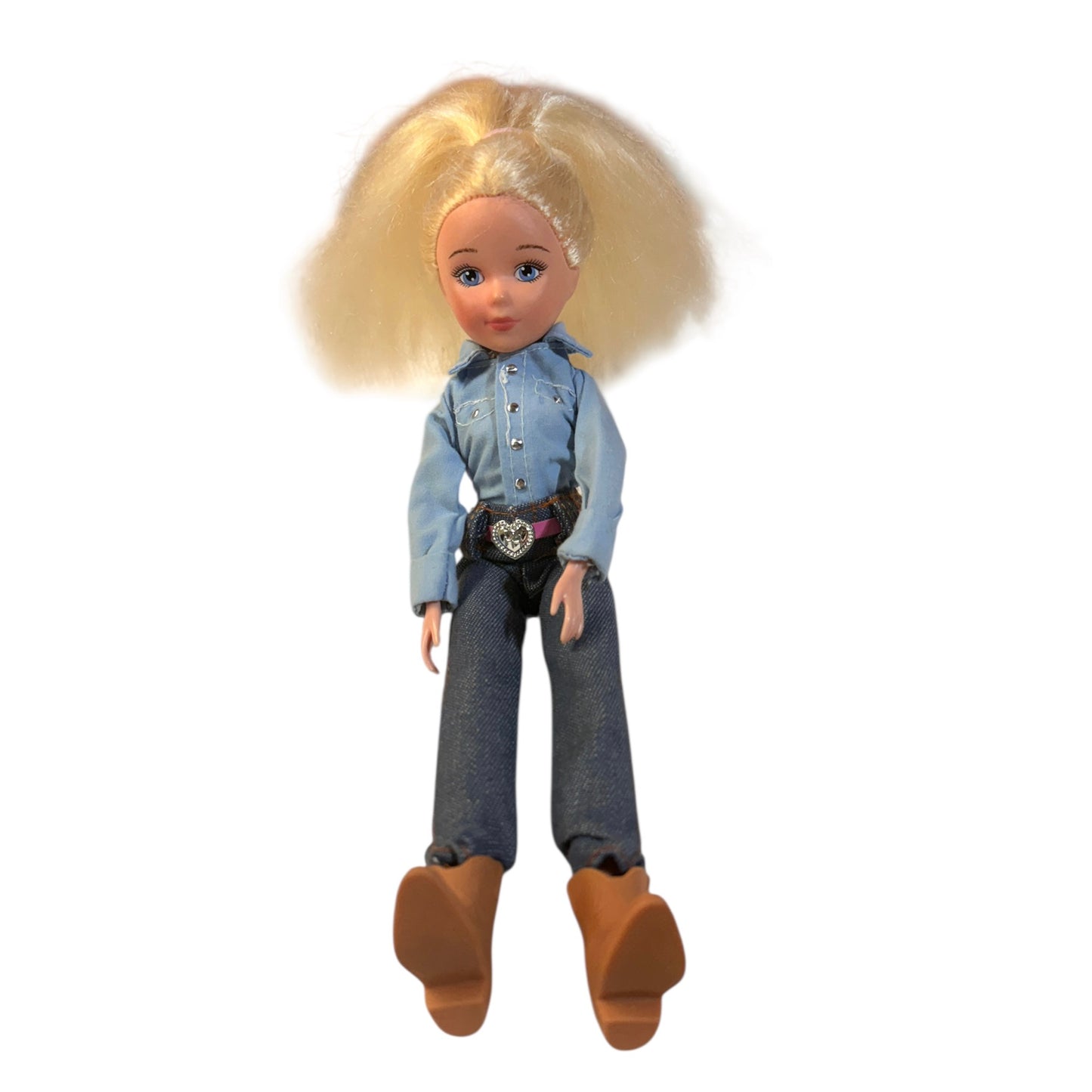 Paradise Kids 10" Blond Western Cowgirl Doll Denim Outfil, Cowboy Boots & Fancy Belt Buckle