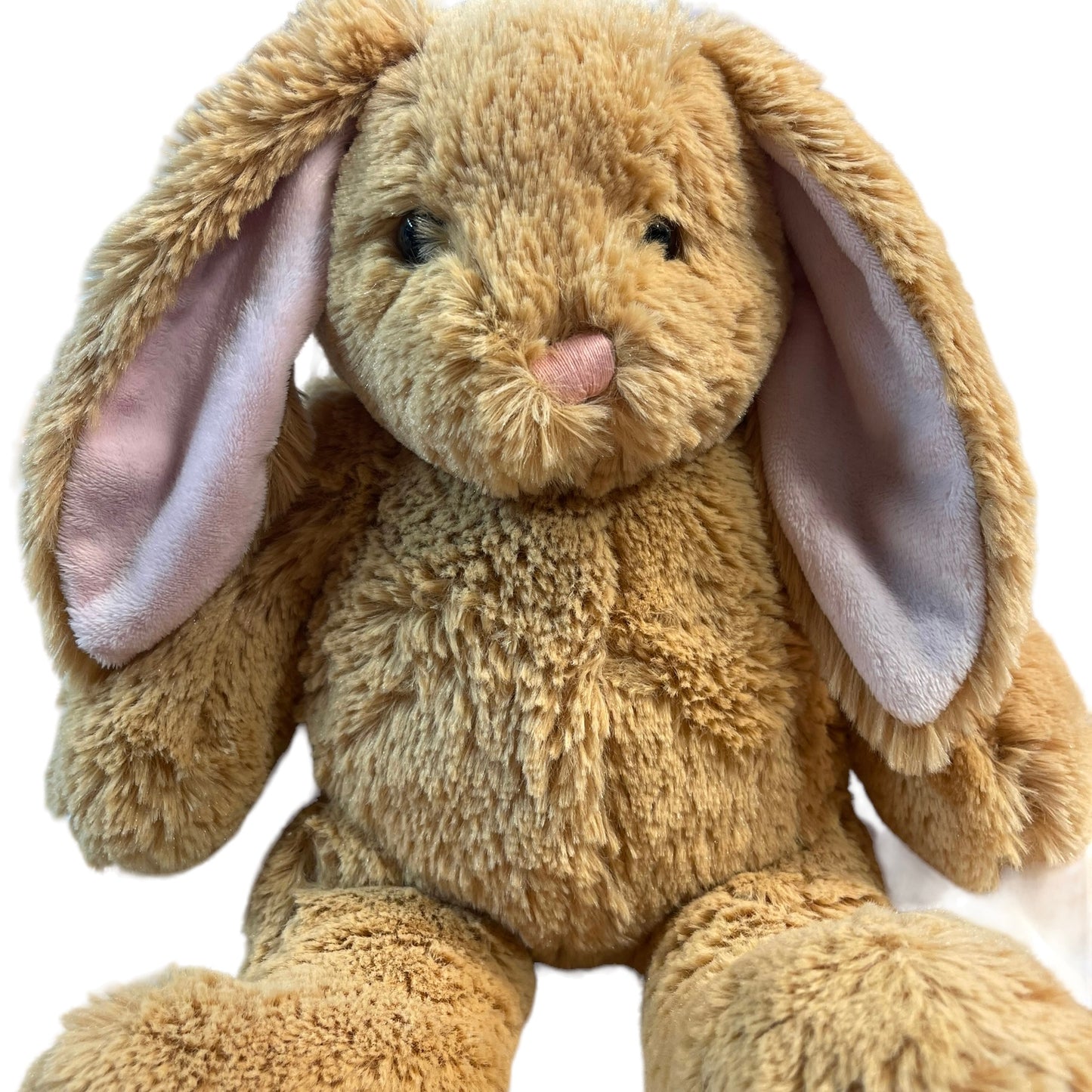 Sweet, Ultra Cuddly,  Lop Eared Build- A -Bear Tan  Rabbit with Pink Satin Nose