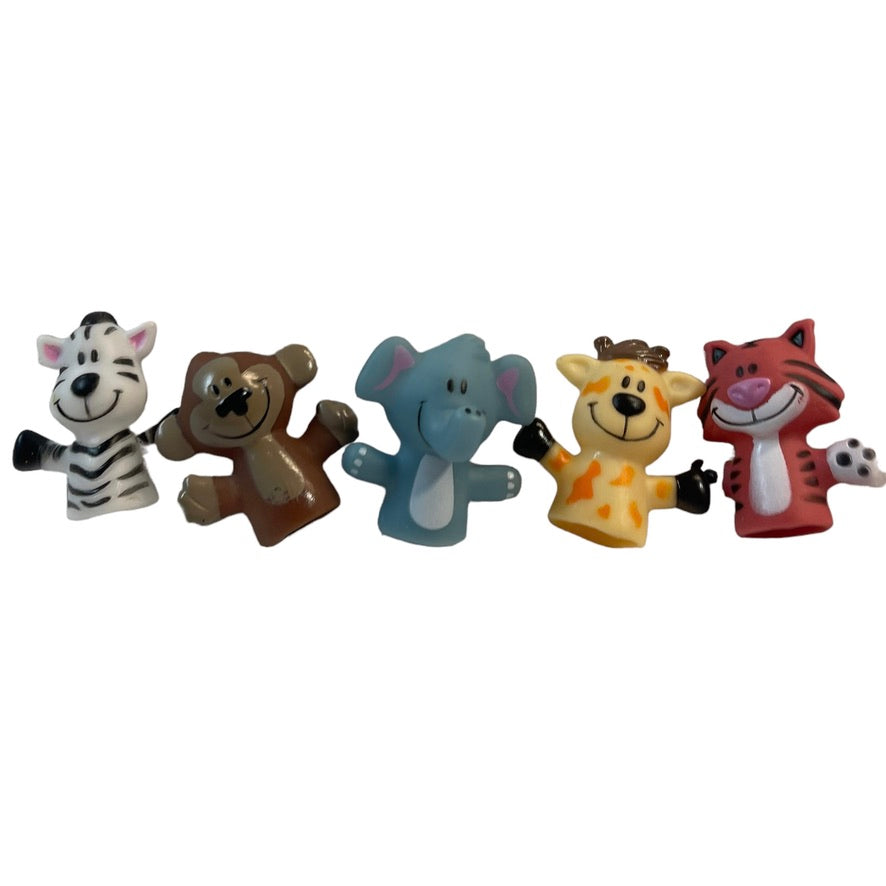 Set of 5 Rubber/Vinyl  Zoo Finger Puppets