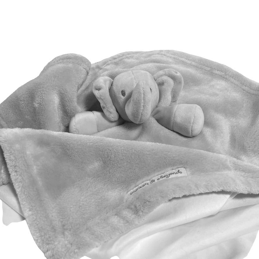 Minky Elephant Lovey Security Blanket Baby Comfort Toy Soft Blue & Grey, Blankets & Beyond