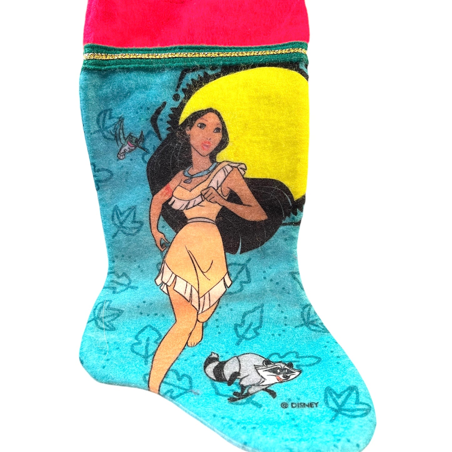 Disney Pocahontas 15" Felt Christmas Stocking, Turquoise, Hard to Find GUC