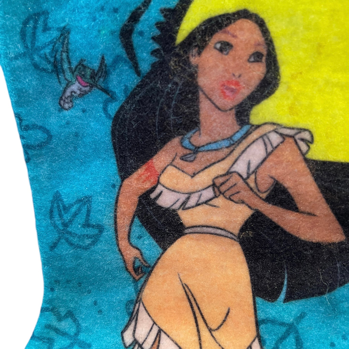 Disney Pocahontas 15" Felt Christmas Stocking, Turquoise, Hard to Find GUC