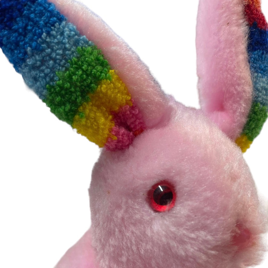 Best Made Toys Easter Bunny, Pink with Red Eyes Rainbow Terrycloth Ears & Torso