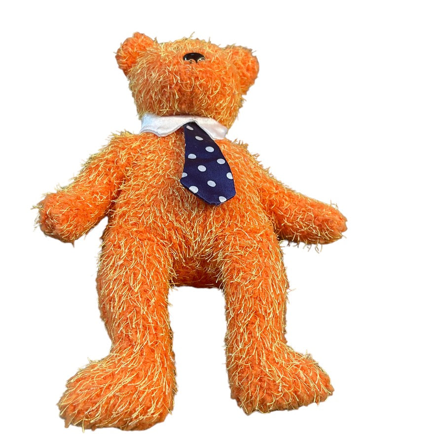 Ty, 'Pappa', Retired Orange Frosted Beanie Baby, White Collar Long Polka Dot Tie