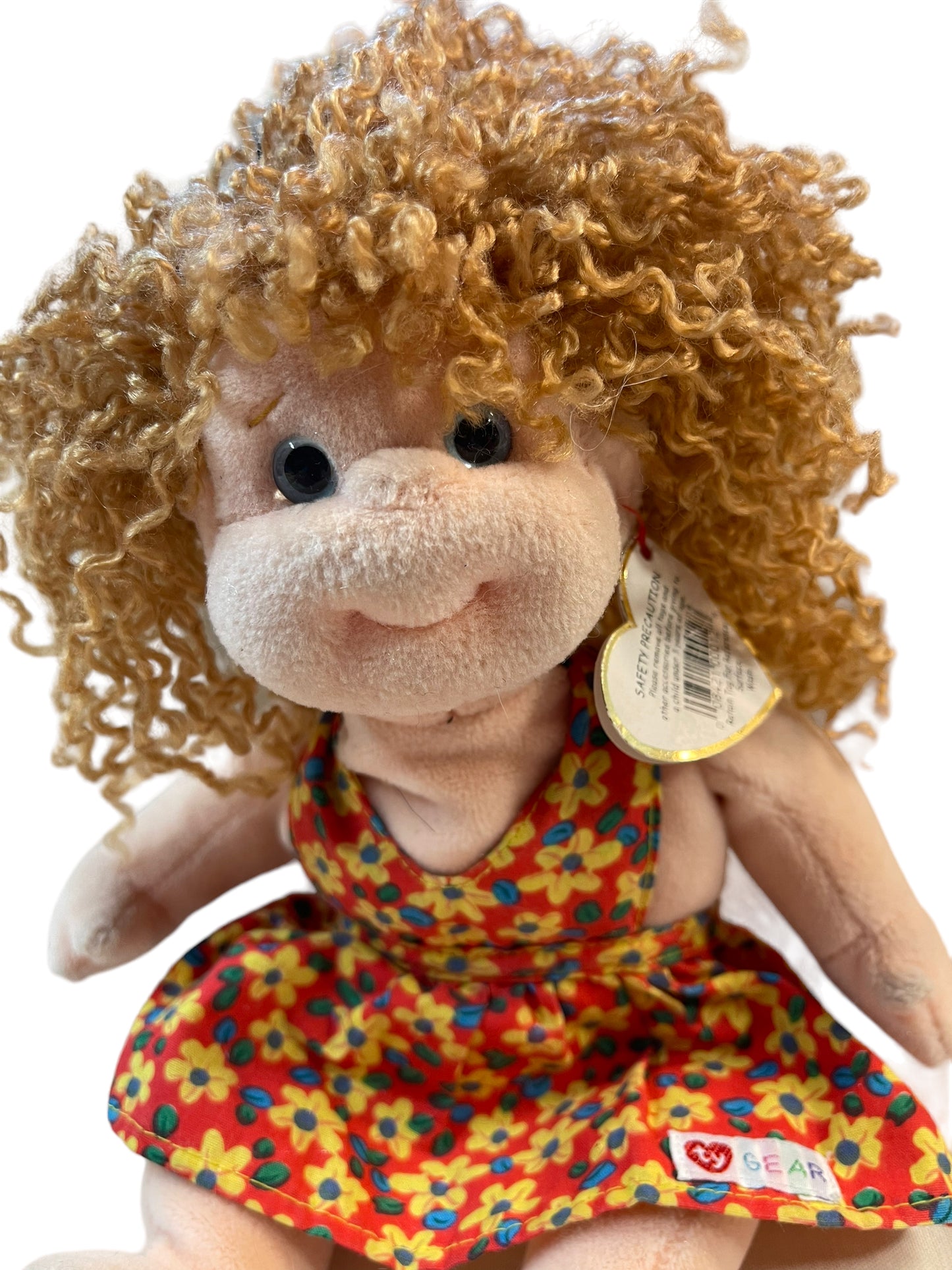 Beanie Kid, 'Princess', Vintage Stuffed Doll Toy with Wild Crimped Hair & Halter Dress