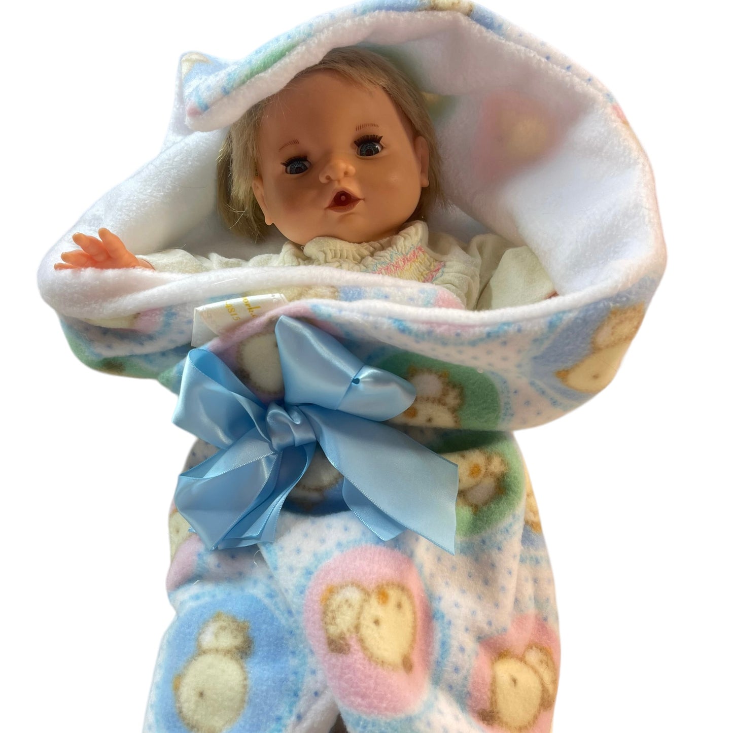 Irwin Crying Baby Doll,  Vintage 1990, Smocked Nightie & Soft Fleece Blanket- Working