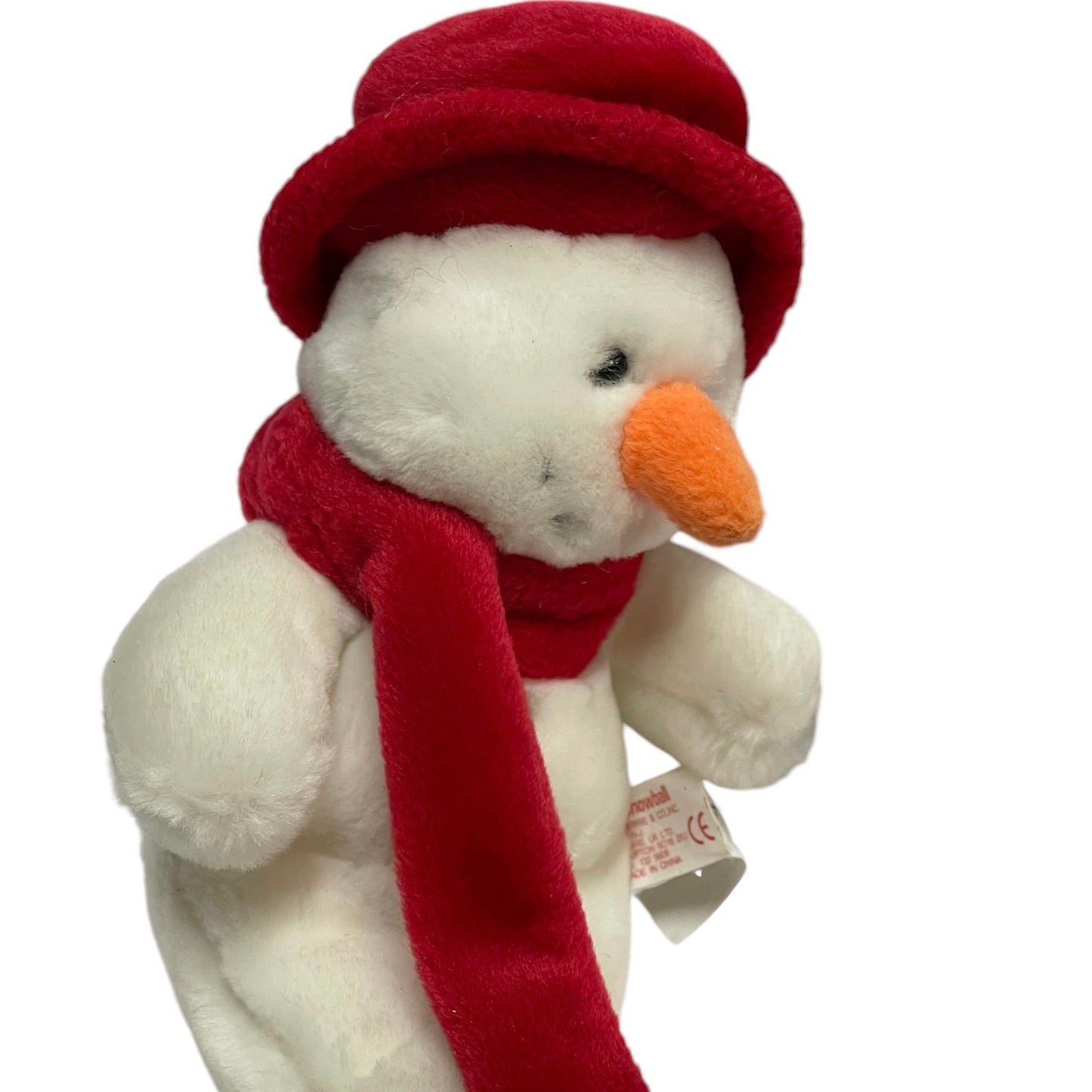 Russ Berries L'il Softies 'Snowball' Christmas Velvety Plush Toy, Red Hat & Scarf, Carrot Nose, Bean Bottom, Button Eyes