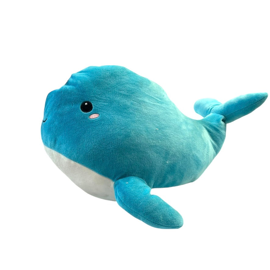 Stuffed Turquoise Narwhal Pillow Plush Toy with Pink Sparkle Tusk 15"