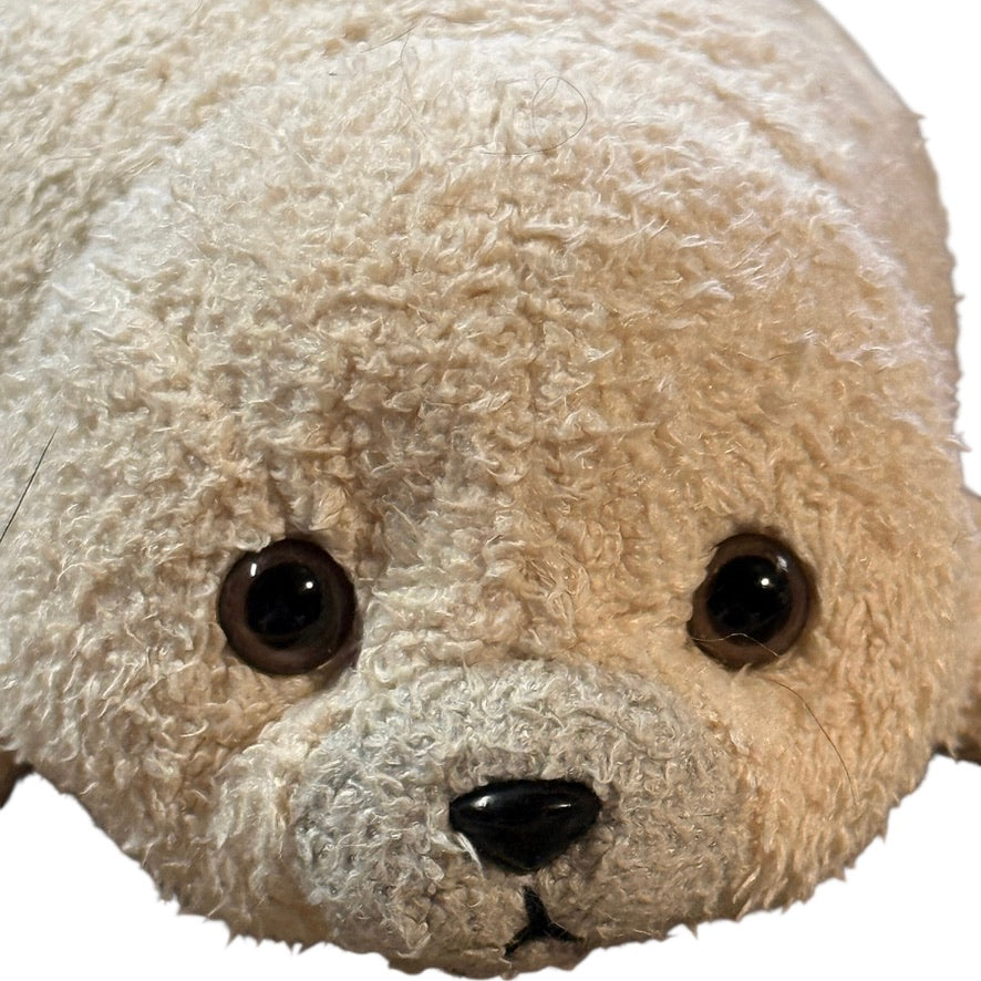 Russ Berrie Luv Pets, SPUD, 6" Cream & Grey Chamois Soft Plush Bean Bag Toy, Rare, Frayed Tag